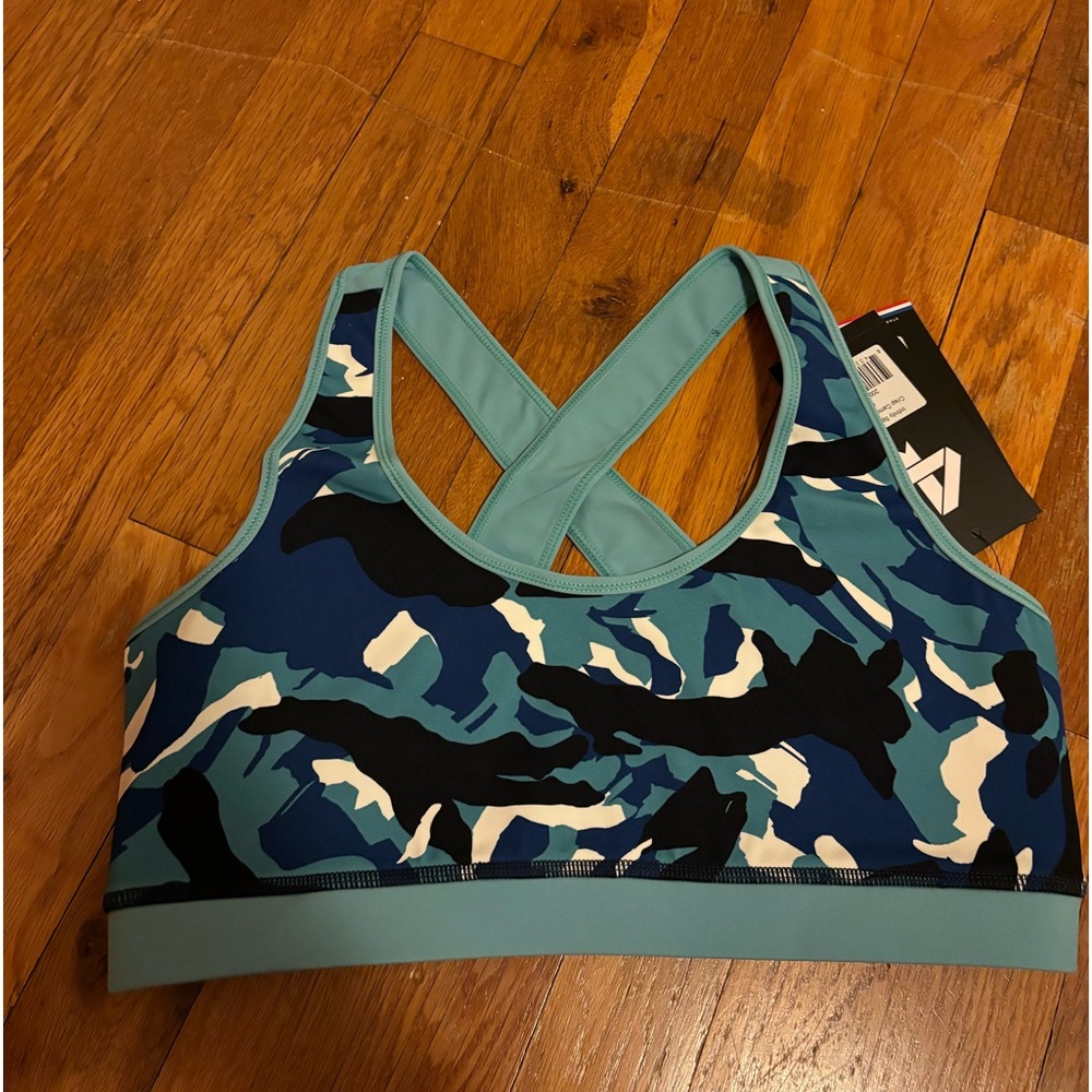 Four Laps FourLaps Infinity Sports Bra Crisp Camo Porcelain Blue Aqua Me…
